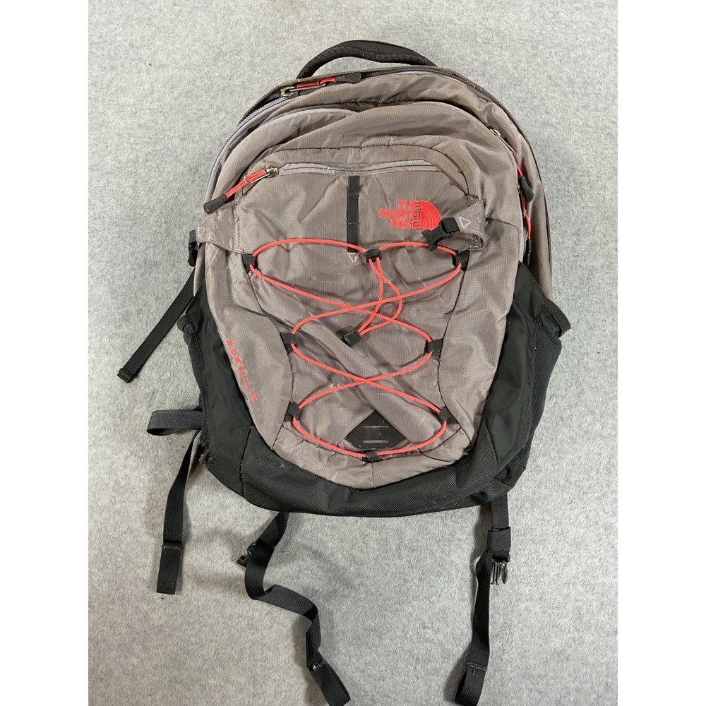 The North Face Borealis Backpack Gray Black Coral Red FlexVent Laptop Bag